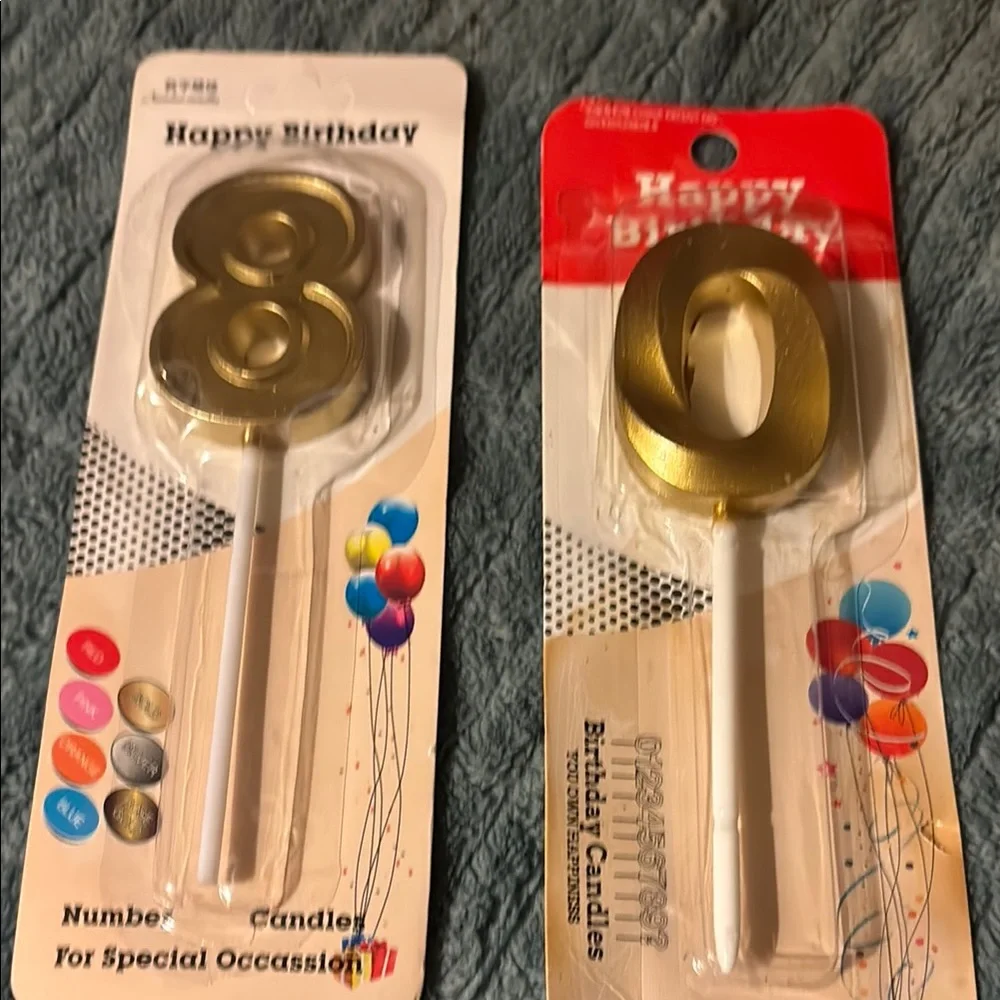 🎈5/$25 Diamond Gold & Roma StylesNumber Birthday Candles - Set of 8 and 0